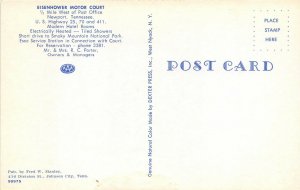 Newport Tennessee 1960s Postcard Eisenhower Motor Court ESSO Gas Station