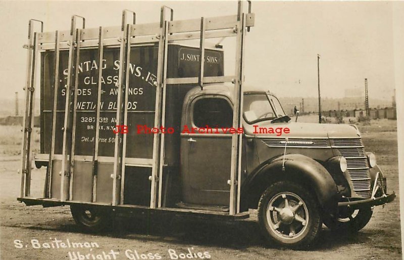 NY, New York City, RPPC, Baitelman Glass Bodies Advertising International Truck