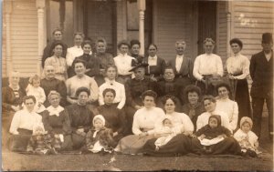 Real Photo Postcard Group of Women Ladies Aid Society in Burlington, Michigan