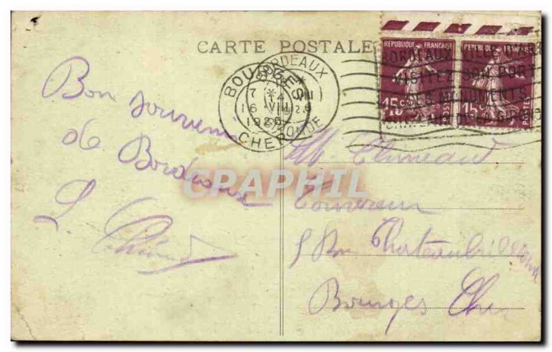 Old Postcard Bordeaux Out Walk ship docks boats