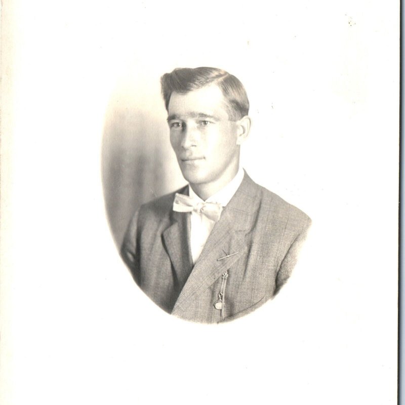 c1910s Handsome Young Man RPPC Dapper Boy Real Photo Helmer Ohr Minneapolis A160