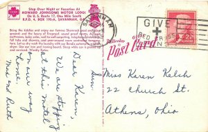 Savannah Georgia 1955 Postcard Howard Johnson's Motor Lodge