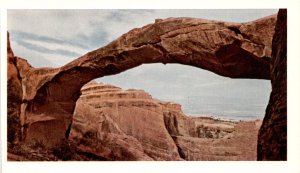 Landscape Arch, Arches National Monument, Utah, erosion, wind, rain, Postcard