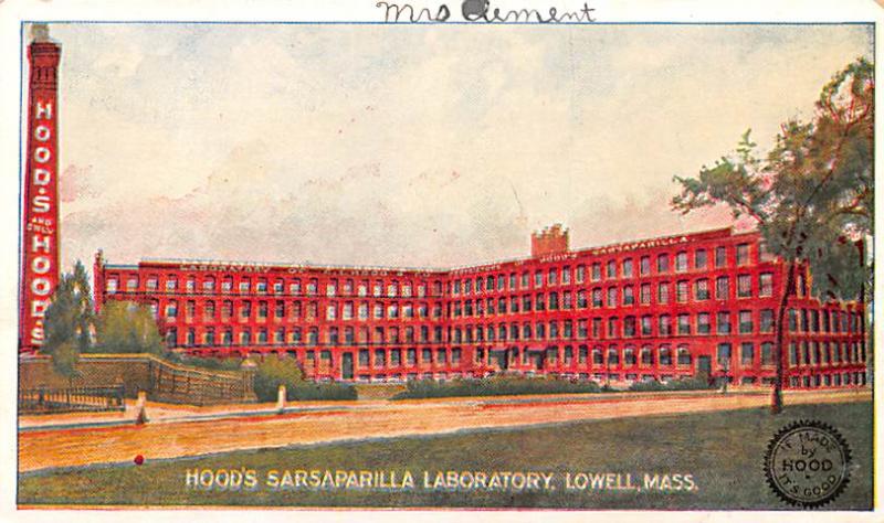 Hood's Sarsaparilla Laboratory Advertising Unused writing on front