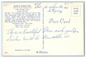c1950's Rancho Trailer Park Palm Springs California CA, Swimming Pool Postcard