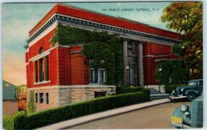 CATSKILL, New York  NY  ~ PUBLIC LIBRARY  ca 1940s Linen  Postcard