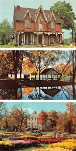 3~Postcards Mansfield, OH Ohio  OAK HILL COTTAGE~NORTH LAKE PARK~KINGWOOD CENTER