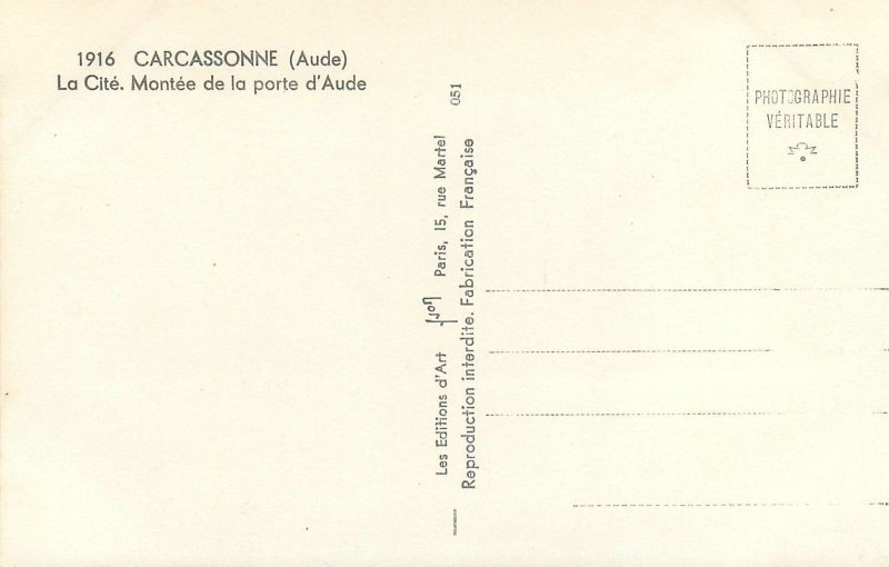 Postcard France Carcassone Aude la cite montee de la porte d Aude
