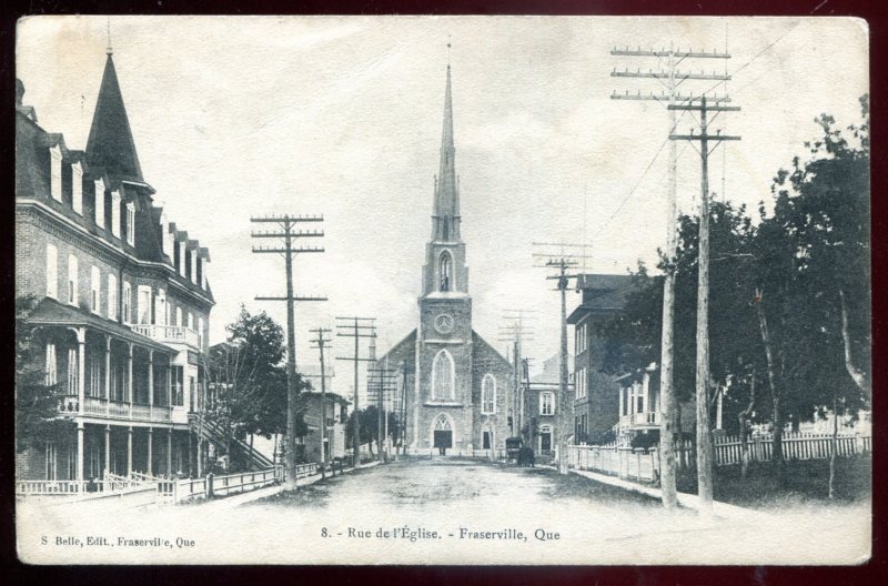 dc1037 - FRASERVILLE Quebec Postcard 1910s Church Street by Belle