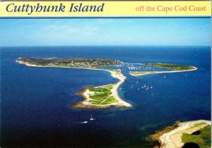 MA, Massachusetts  CUTTYHUNK ISLAND & HARBOR  Cape Cod Aerial View  4X6 Postcard