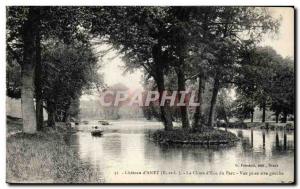 Old Postcard Anet Chateau A falling & # 39eau View of left bank taking park