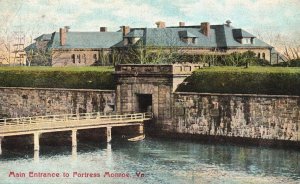 Vintage Postcard 1909 Main Entrance To Fortress Bridge Building Monroe Virginia