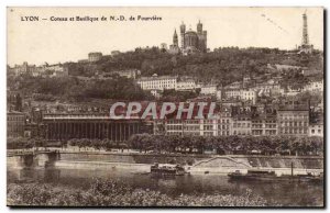 Lyon Old Postcard Coteau and Basilica of ND Fourviere