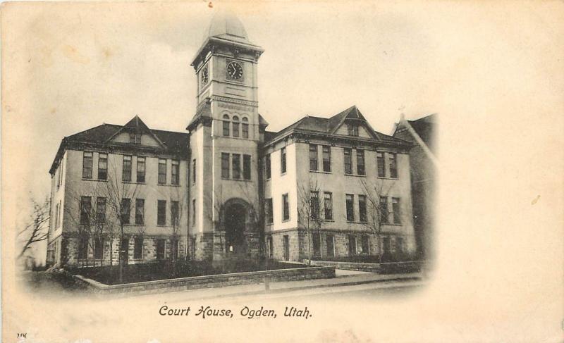 c1905 Lithograph Postcard Court House Ogden UT Weber County Posted