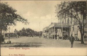 Rangoon Burma Yangon Strand Road c1905 Postcard