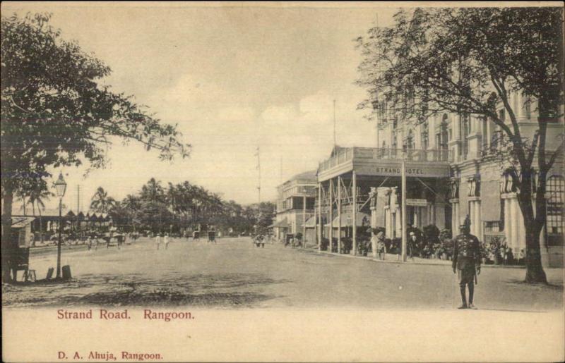 Rangoon Burma Yangon Strand Road c1905 Postcard