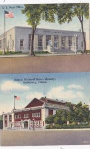 Illinois Galesburg Illinois National Guard Armory and Post Office Curteich