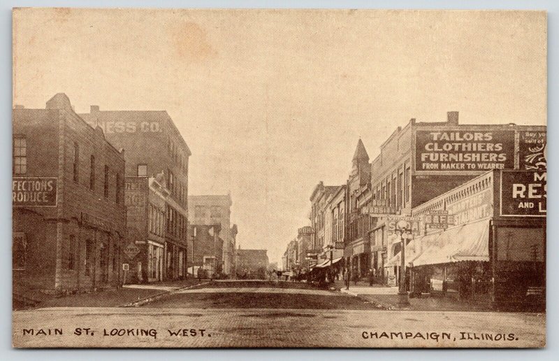 Champaign Illinois~Main Street Stores~Kuhn~Varsity~Martens Restaurant~c1910 