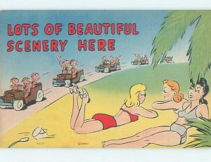 Linen risque ARMY SOLDIERS CHECK OUT BATHING SUIT GIRLS j5903