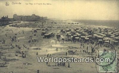 La Plage a I'heure des Bains Ostende, Belgium 1920 Stamp on front 