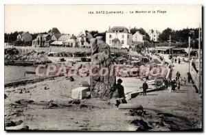 Postcard Old Batz sur Mer Loire Inf The Standing Stone and the Beach