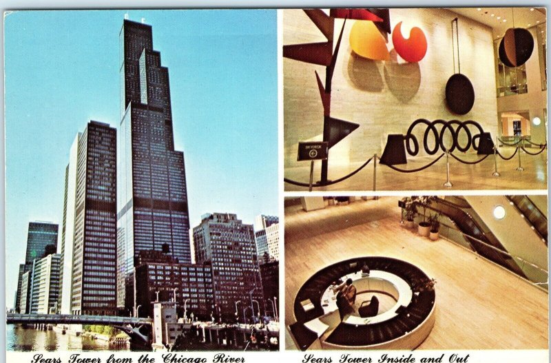 c1970s Chicago IL Sears Tower Interior Wacker Drive Franklin St Lobby Art PC M12