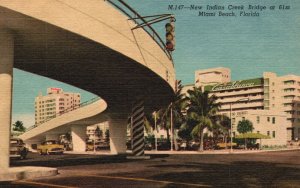 Vintage Postcard New Indian Creek Bridge Casablanca at 61St Miami Beach Florida