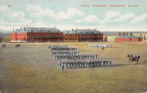 Spokane Washington Fort Wright Military Drilling Antique Postcard K27435