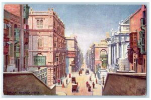 c1910 Strada Reale Main Street of City Malta Oilette Tuck Art Postcard