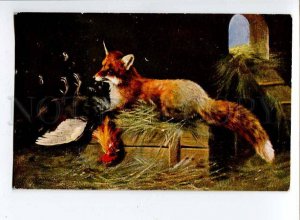 257445 Red FOX Hunt Rooster SCHONIAN MULLER Vintage #372 PC