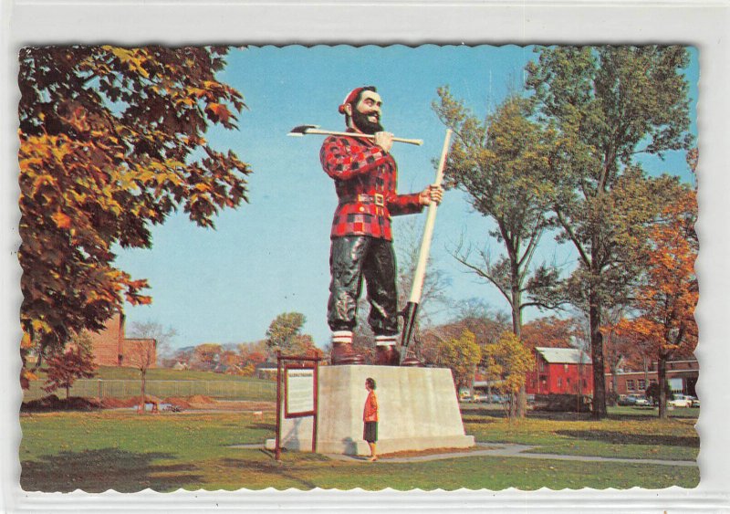 PAUL BUNYAN Statue Roadside BANGOR, MAINE Lumberjack c1960s Vintage Postcard