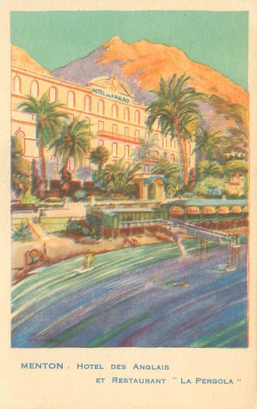 Menton France Hotel Des Anglais et Restaurant La Pergola Postcard