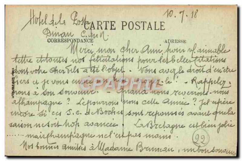 Old Postcard Dinan General View from Saut ane