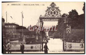 Old Postcard Bordeaux Public Garden Entrance