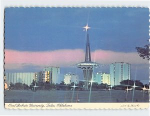 Postcard Night View of Oral Roberts University Tulsa Oklahoma USA