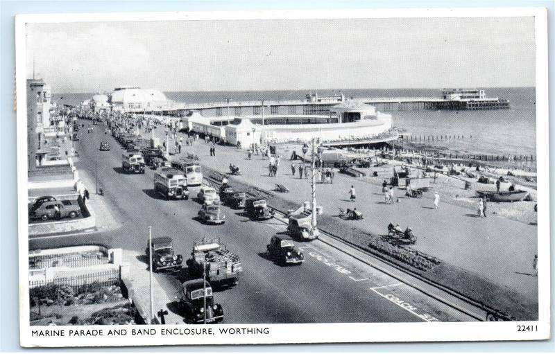 *1950s Marine Parade Band Enclosure Worthing Sussex UK Vintage Postcard C86