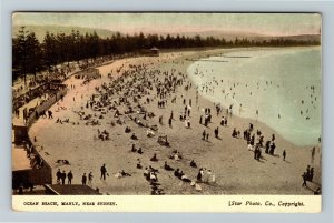 Sydney Australia, Ocean Beach Manly, Vintage Postcard
