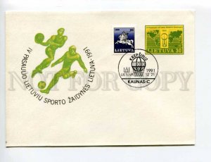 406631 Lithuania 1991 year Soccer Football basketball postal COVER