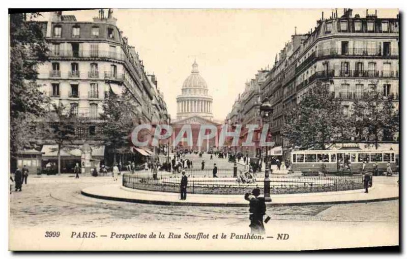 Old Postcard Paris Pardpective Soufflot Street and Pantheon