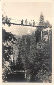 RPPC SUSPENSION BRIDGE CAPILANO CANYON VANCOUVER CANADA REAL PHOTO POSTCARD 1925