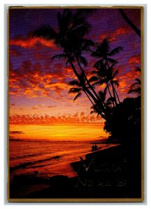 As The Sun Sets Over Lahaina Hawaii Vintage Postcard Continental View Card