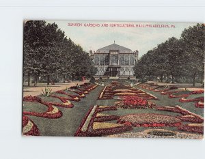 Postcard Sunken Gardens And Horticultural Hall, Philadelphia, Pennsylvania