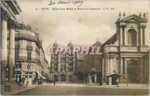 Old Postcard Dijon Eglise Saint Michel and Trade Exchange