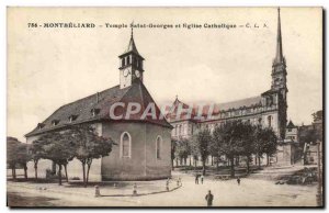 Old Postcard Montbeliard Temple and St. George Catholic Church