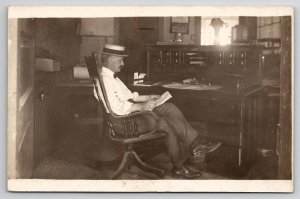 RPPC Gentleman Business Man Mr Lamberts Office To Merchantville NJ Postcard L27