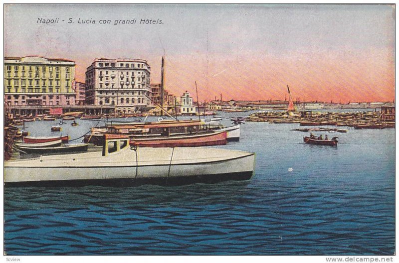 S. Lucia Con Grandi Hotels, Ships, Napoli (Campania), Italy, 1900-1910s