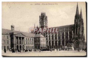 Rouen - Place de l & # 39Hotel Town - Old Postcard