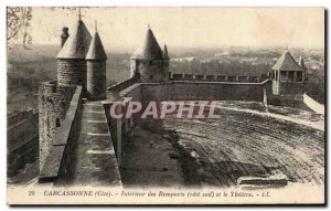 Old Postcard Carcassonne Ramparts Interior and Theater