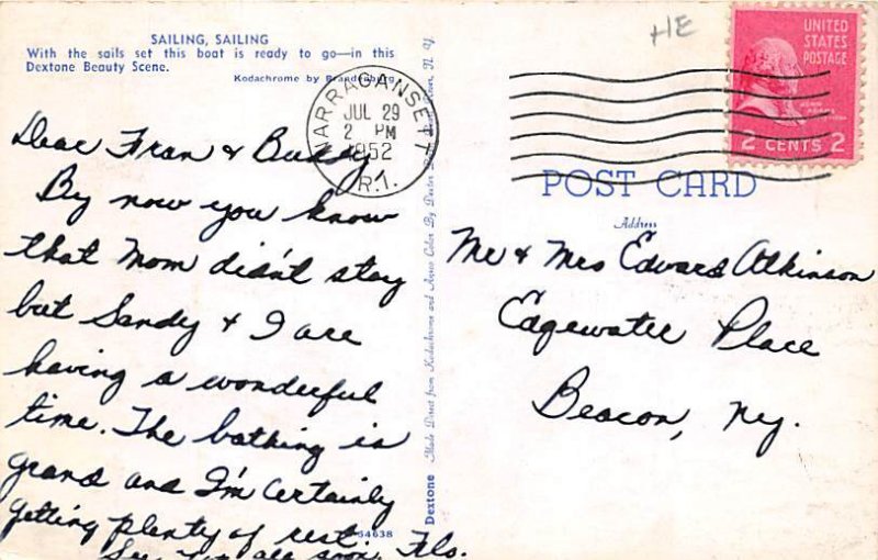 Sailboat on the lake Small Boat 1952 