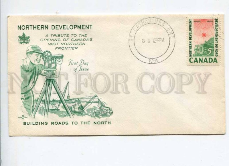 291359 CANADA 1961 First Day COVER building roads to North